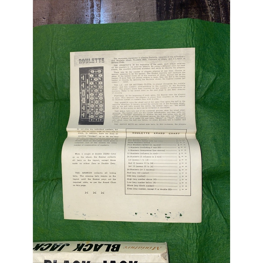Vintage Casino miniature Blackjack game‎ guide h baron co miniature blackjack 21 - Picture 5 of 11